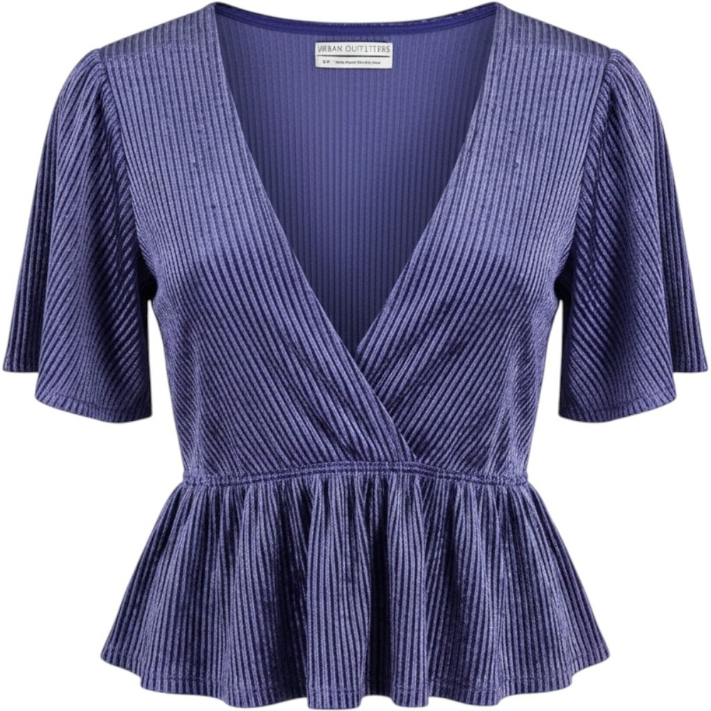 Urban Outfitters Top Women Small Purple Velvet Pleated Peplum Fairy Y2K Festival
